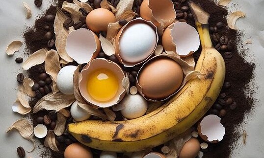 Egg shells, banana skin and coffee grounds